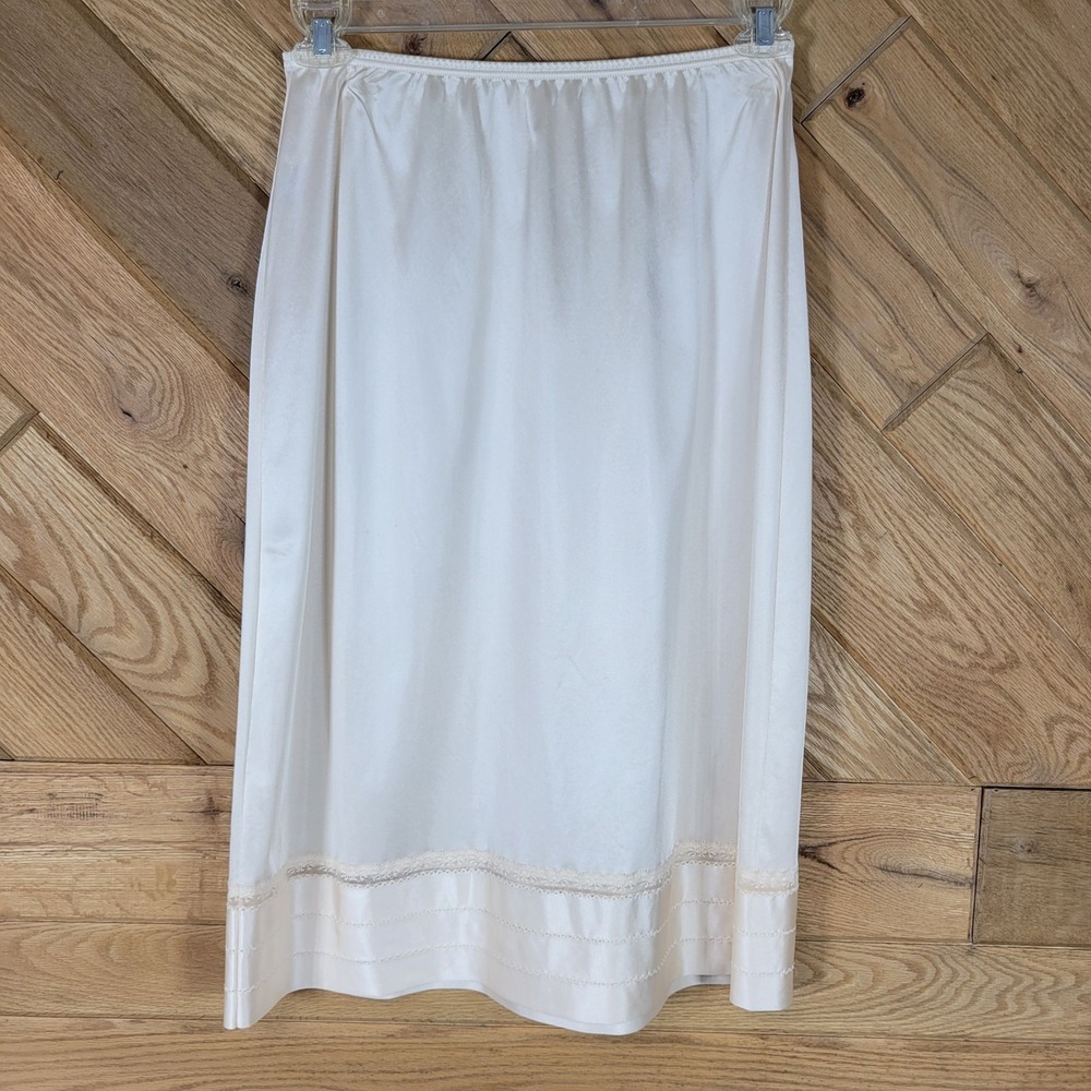 Vtg Lorraine Womens Beige Half Slip Skirt Nylon Lingerie Undergarment Tall Large